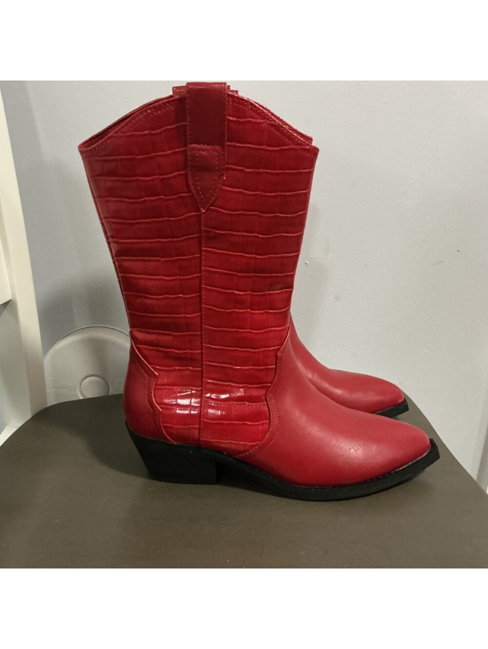 Dolce Vita NEW Size 7.5 Red Cowboy Western Boots Pull On Mid-Calf #B1-9